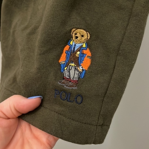 Polo Ralph Lauren Men’s Shorts Bear Fleece Pockets Drawstring Green Size Small - Picture 2 of 14